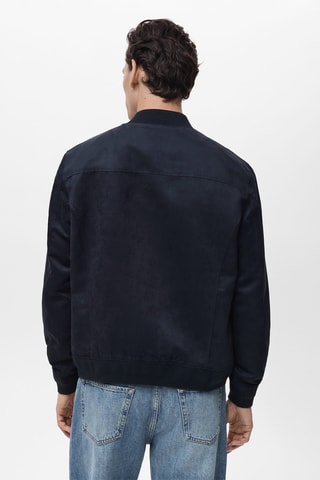 Blouson bomber imitation daim - Bleu foncé