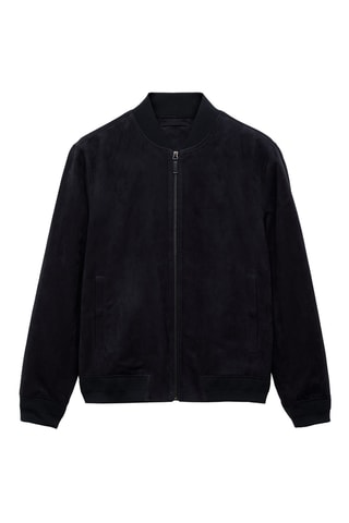 Blouson bomber imitation daim - Bleu foncé