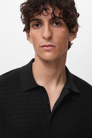 Polo maille fine coton - Noir
