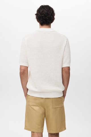Chemise maille ajourée coton - Blanc