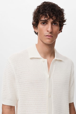 Chemise maille ajourée coton - Blanc