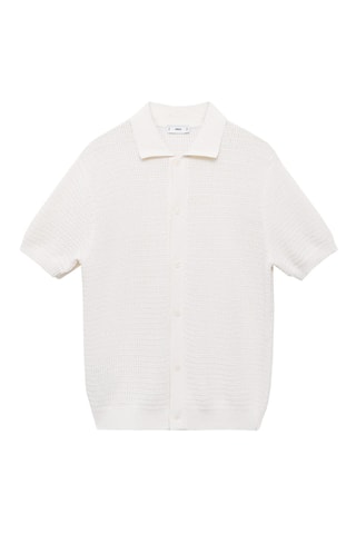 Chemise maille ajourée coton - Blanc