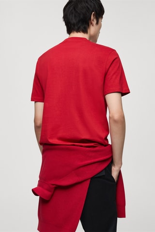 T-shirt 100 % coton imprimé combiné slim-fit - Rouge