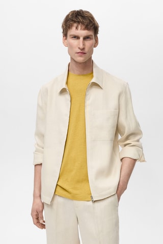 Veste 100 % lin fermeture Éclair - Blanc