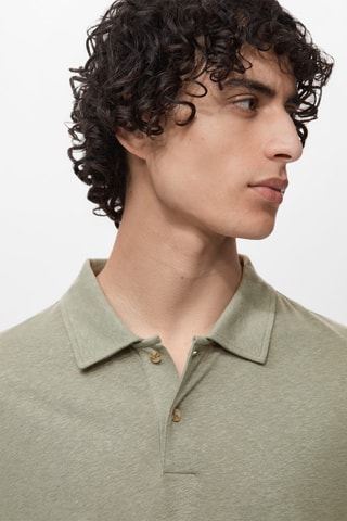 Polo lin slim-fit - Vert