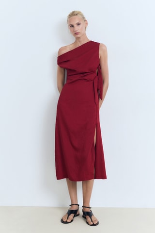 Robe asymétrique nœuds - Bordeaux