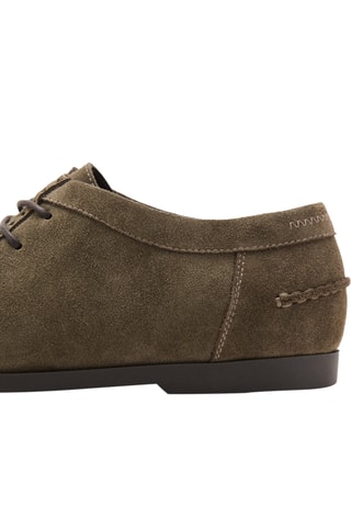 Chaussures bateau cuir suède - Kaki