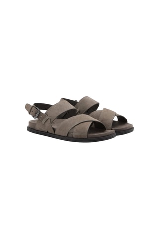 Sandales croisées boucle cuir - Marron clair