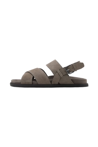 Sandales croisées boucle cuir - Marron clair