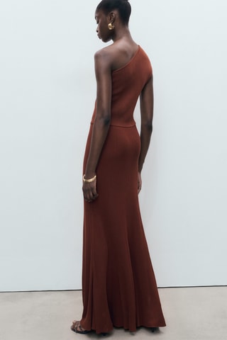 Robe maille combiné asymétrique - Rouge