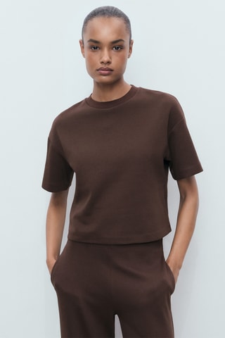 T-shirt coton manches courtes - Marron