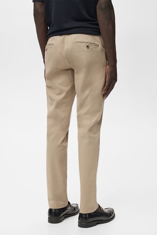 Pantalon Barna slim-fit en sergé - Beige