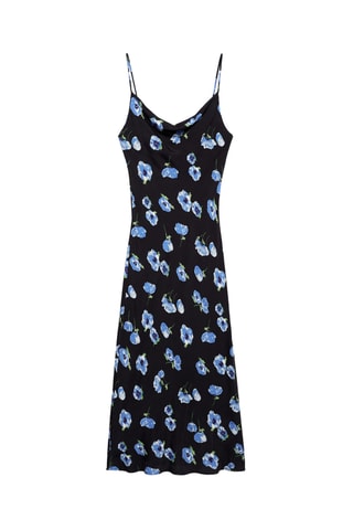 Robe midi encolure drapée - Noir