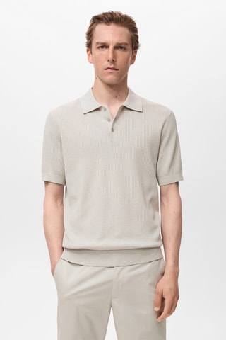 Polo maille côtelée - Gris