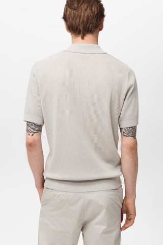 Polo maille côtelée - Gris