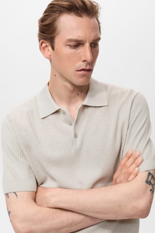 Polo maille côtelée - Gris
