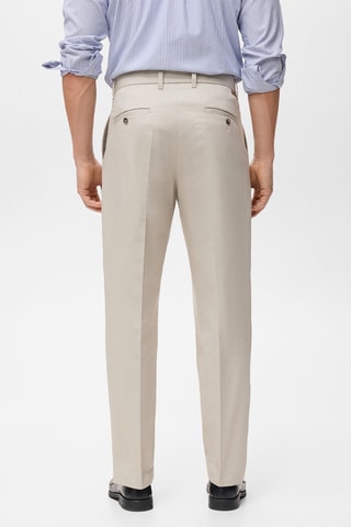 Pantalon regular fit coton pinces - Beige