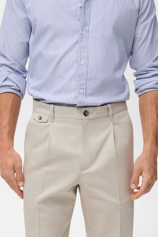 Pantalon regular fit coton pinces - Beige