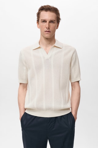 Polo maille ajourée coton - Blanc