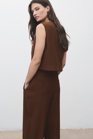 Top crop boutons - Marron