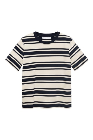 T-shirt coton col contrastant - Écru