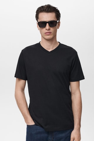 T-shirt col en V - Noir