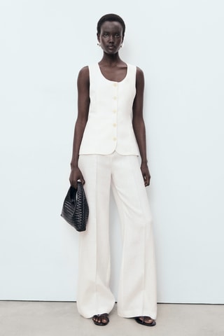 Combinaison en lin style tailleur - Blanc