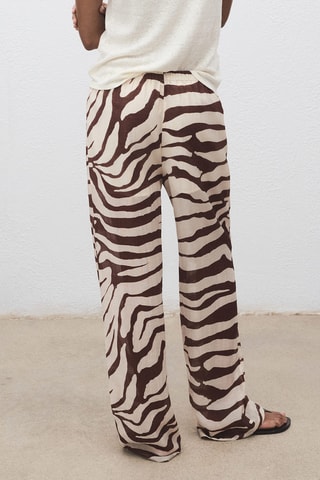 Pantalon fluide imprimé zèbre - Écru