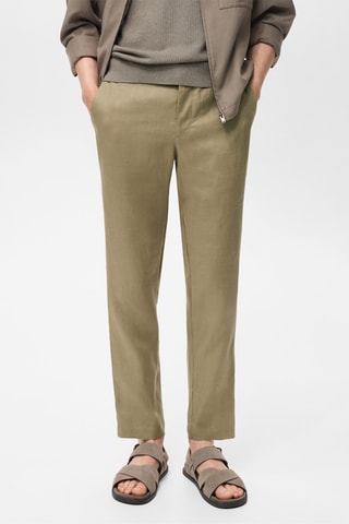 Pantalon 100 % lin slim fit - Kaki