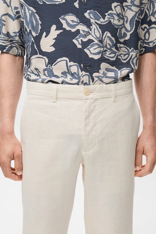 Pantalon 100 % lin slim fit - Blanc