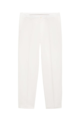 Pantalon droit lin et lyocell mélangé - Blanc