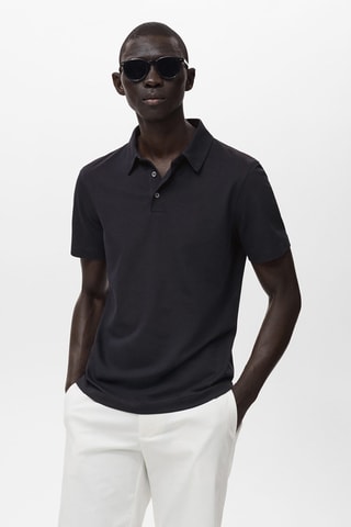 Polo coton piqué - Bleu foncé