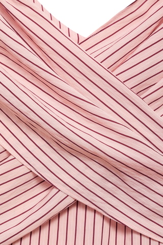 Robe cache-cœur à rayures - Rose