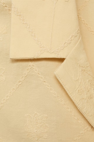 Chemise col bowling broderies - Beige