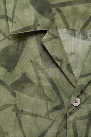 Chemise imprimée col bowling - Vert foncé