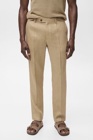 Pantalon 100 % lin slim fit - Beige