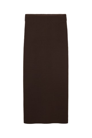 Jupe midi maille fine - Marron