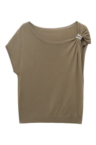 Pull en maille fine avec détails métalliques - Marron