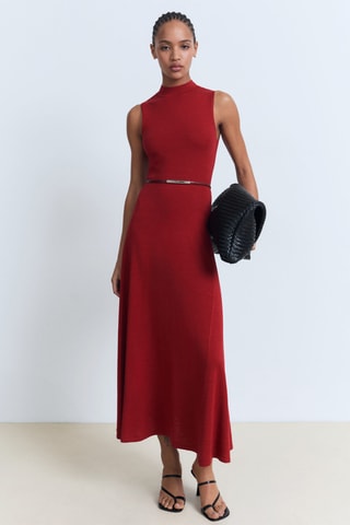 Robe maille fine évasée - Rouge