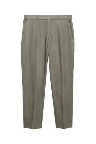 Pantalon lin à pinces - Vert