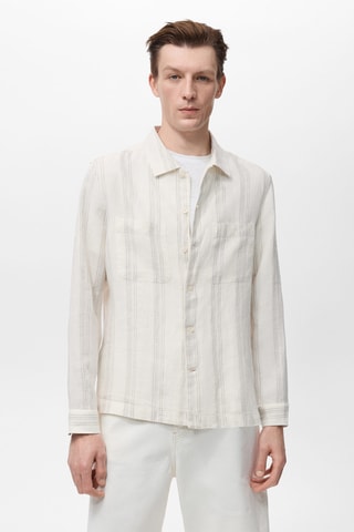 Surchemise lin rayures - Blanc