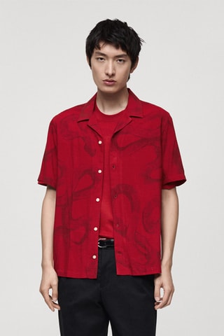 Chemise imprimée regular-fit - Rouge