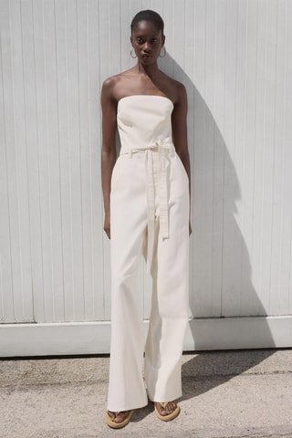 Combinaison jean ceinture - Blanc