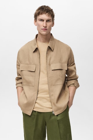 Veste 100 % lin poches - Beige