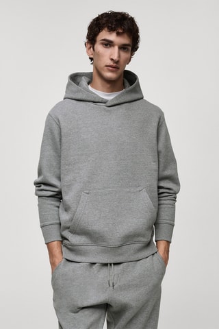 Sweater à capuche coton - Gris chiné