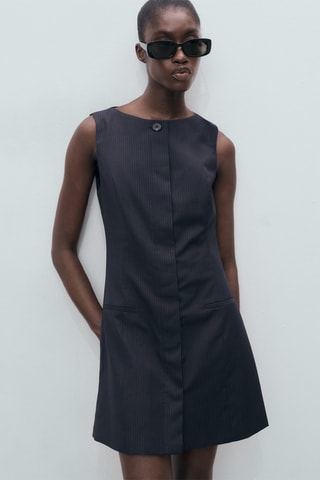 Robe à rayures tennis avec boutons dissimulés - Bleu marine