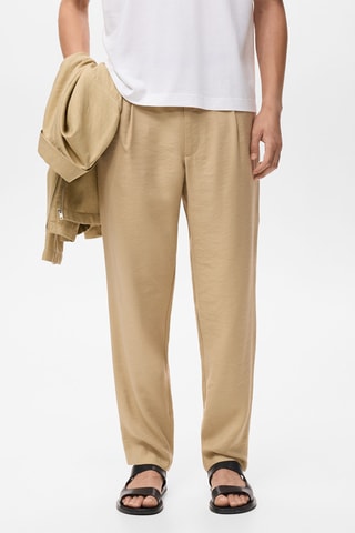 Pantalon droit pinces - Beige