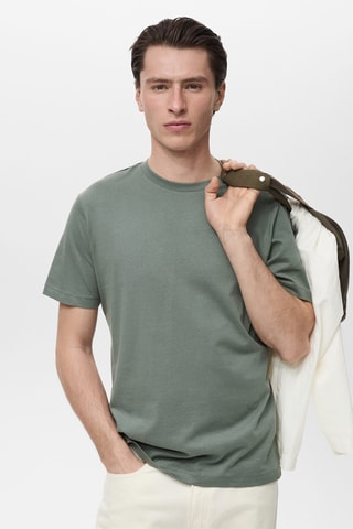 T-shirt slim-fit 100 % coton - Kaki