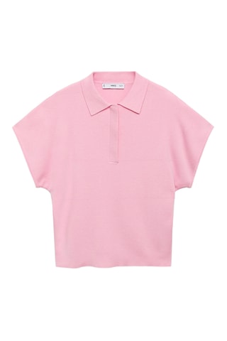 Pull-over col polo manches courtes - Rose