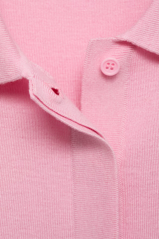 Pull-over col polo manches courtes - Rose